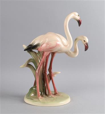 Paar Flamingos, Keramos, - Works of Art