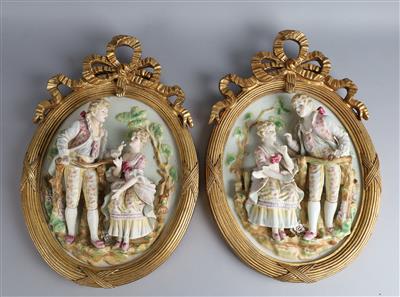 Paar ovale Porzellanbilder, - Antiquitäten