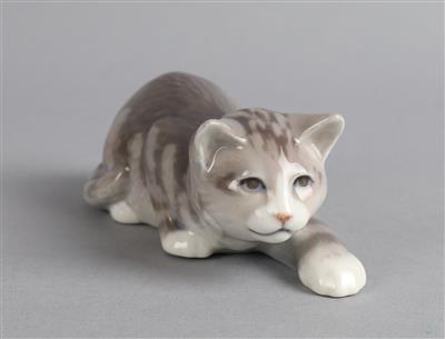 Schleichende Katze, Royal Copenhagen, - Antiquitäten