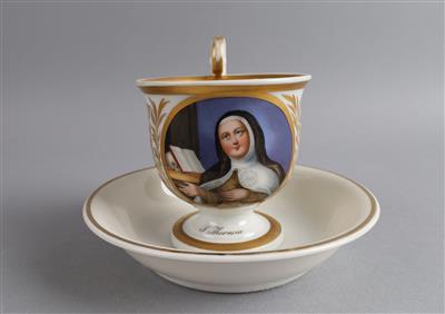 "S. Theresa" Tasse mit ergänzter Untertasse, Gießhübel - Antiquitäten
