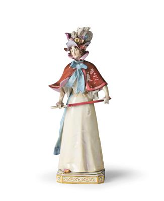 Dame mit Schirm, Meißen um 1900, - Antiquitäten