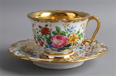 Teetasse mit Untertasse, kaiserliche Manufaktur Wien, 1842, - Antiquariato