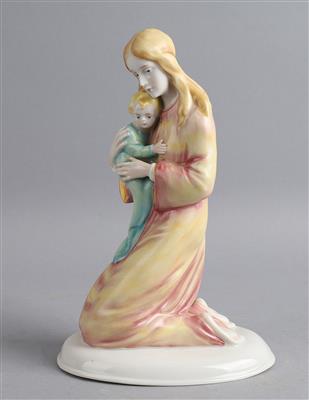 Kniende Madonna mit Kind, Metzler  &  Ortloff, Ilmenau, - Antiquitäten