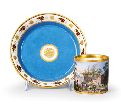 Tasse mit "Vue de Tombeau de Virgile pres de Naples", - Antiquitäten