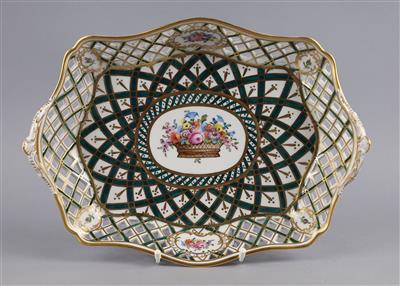 Ovaler Gitterkorb, Sächsische Porzellanmanufaktur - Antiquitäten