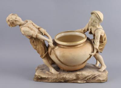 Übertopf mit zwei Knaben, Amphora, - Antiquitäten