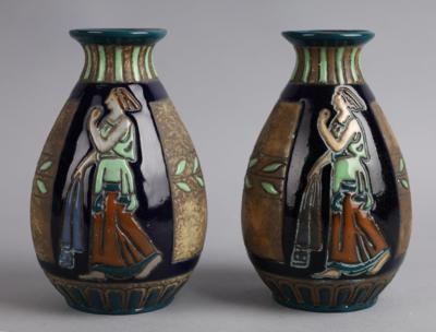 2 kleine Jugendstil Vasen, Amphora, - Antiquitäten