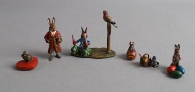 6 Wiener Bronzen - Hasen und Maus, - Antiquariato