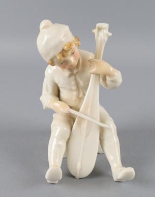 Knabe mit Saiteninstrument, Fa. Ens, Rudolstadt Volkstedt, - Antiquitäten