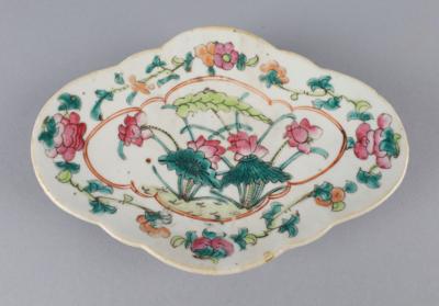 Ovale Famille rose Fußschale, China, späte Qing Dynastie - Antiquitäten