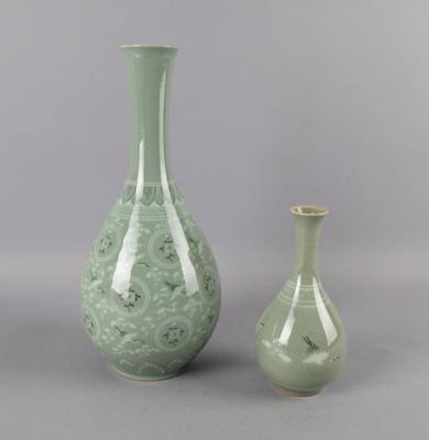2 Seladon glasierte Vasen, Korea, 20. Jh., - Starožitnosti