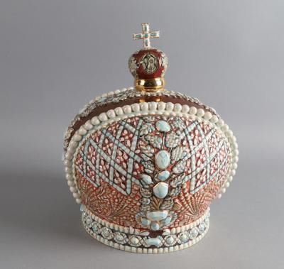 Karaffe mit Stöpsel in Form einer Krone, - Antiquitäten