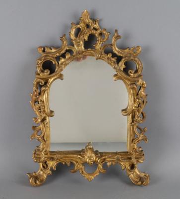 Geschnitzter, vergoldeter Spiegel-Rahmen, 18. Jh., - Antiquitäten