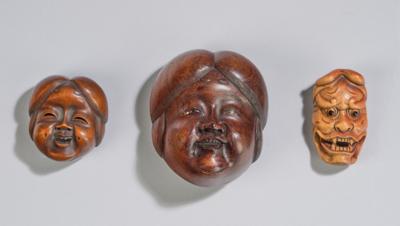 Drei Masken-Netsuke, Japan, Meiji Zeit, - Antiquitäten