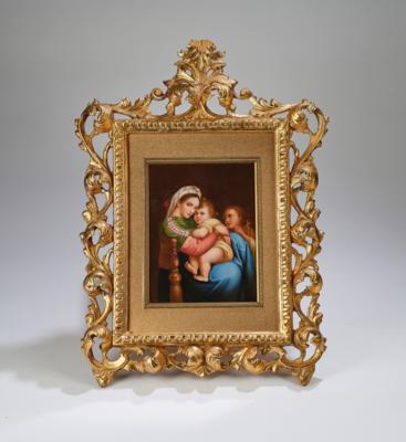 Porzellan Bild "Madonna della Sedia" nach Raphael, von Z. Schinzel, - Works of Art