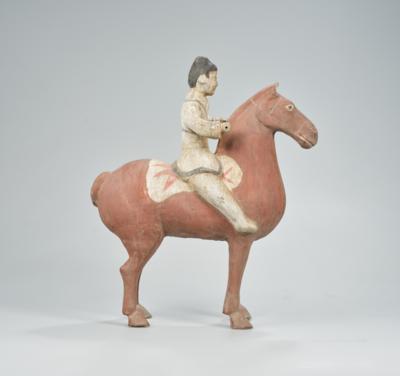 Pferd mit Reiter im Han Stil, China, - Antiquariato
