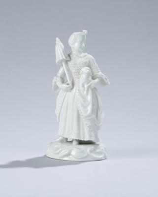 Dame mit Hündchen und Schirm, Kaiserliche Manufaktur, Wien 1847, - Antiquariato
