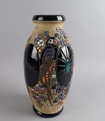 Vase mit Papageien- und Floraldekor aus der Serie Campina, - Antiquariato