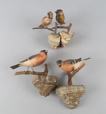 4 Vögel auf Ast, 20. Jh., - Antiquitäten