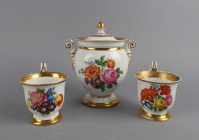 Meissen - Zuckerdose, 2 Tassen, - Antiquariato