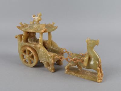 Steinschnitzerei Pferd mit Kutsche, China, 20. Jh., - Starožitnosti