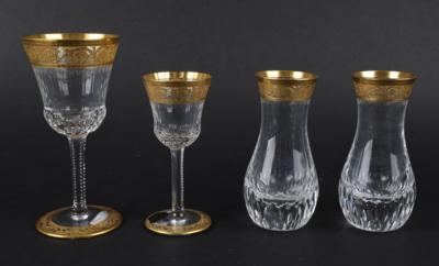 Saint-Louis - 1 Dessertweinglas, 1 Likörglas, 2 kleine Vasen, Modell Thistle Or, - Antiquariato