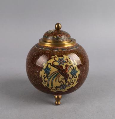 Cloisonné Kugeldose auf drei Beinen, Japan, Meiji Periode, - Antiquariato