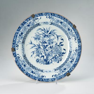 Blau-weißer Teller, China, 18. Jh., - Antiquariato