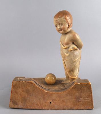 Tischspiegelhalterung - Kind mit Ball, Ende 19. Jh., - Antiquariato