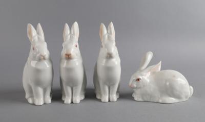 3 sitzende, 1 liegender Hase, Herend, - Works of Art