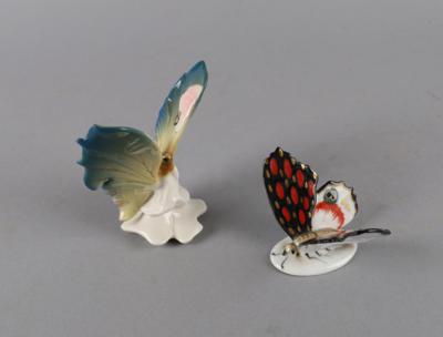 Zwei Schmetterlinge, Fa. Ens, Rudolstadt, Volkstedt, - Antiquitäten