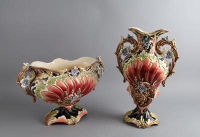 1 Jardiniere, 1 Henkelvase, Eichwald, - Antiquariato