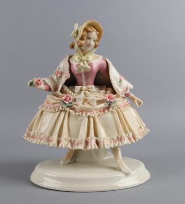 Dame mit Rose, Fa. Ens, Rudolstadt - Volkstedt, - Antiquariato