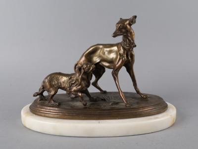 Windhund und Pekinese, - Antiquariato