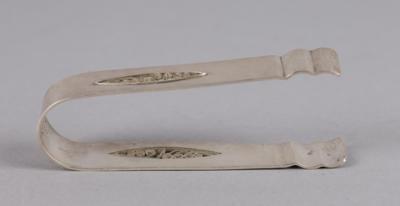 Zuckerzange aus Silber mit Hammerschlag- und Silberdrahtdekor, Möller - Antiquitäten