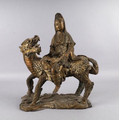 Guanyin auf Qilin, - Antiquitäten
