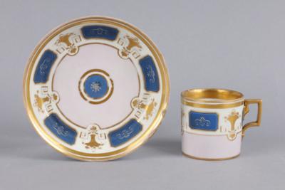Tasse mit Untertasse, Kaiserliche Manufaktur, Wien 1809, - Antiquitäten