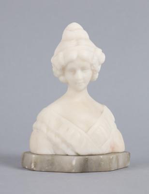 Büste einer jungen Dame aus Alabaster, - Antiquitäten