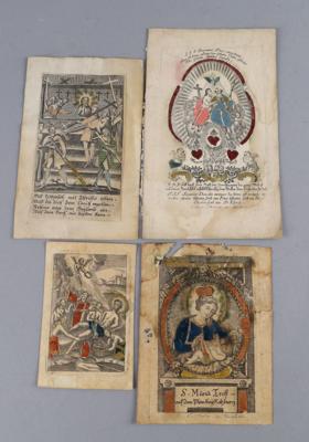 Konvolut von 4 Spickelbildern, 2 davon vom Verleger Caspar Harrer, 2. Hälfte des 18. Jhs./frühes 19. Jh., - Starožitnosti