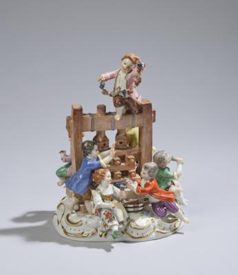 "Die Weinpresse" mit 7 Kindern, Meissen, um 1980, - Works of Art