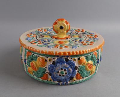 Deckeldose mit Floraldekor, Gmundner Keramik, Ausführung: um 1960 - Antiquitäten