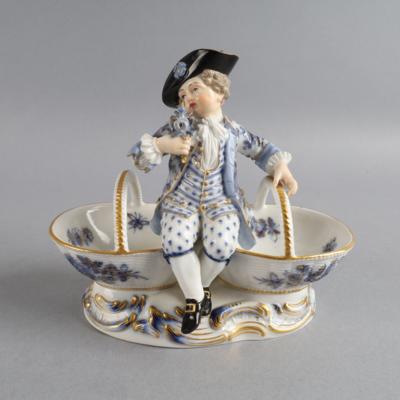 Saliere "Knabe zwischen Körben", Meissen 2. Hälfte 19. Jh., - Antiquariato