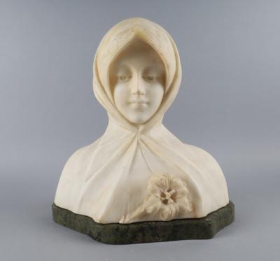 Büste einer jungen Frau aus Alabaster, Italien, um 1900 - Antiquitäten