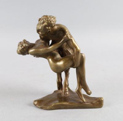 Satyr mit weiblichem Akt, Wiener Bronze, Fritz Bermann, Entwurf: um 1900 - Starožitnosti