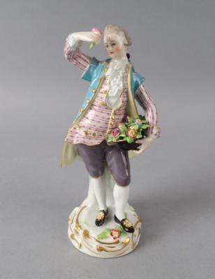 Gärtner mit Blumenkorb und Rose, Meissen, Ende 19./Anf. 20. Jh., - Antiquariato