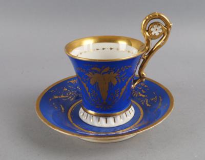 Tasse mit ähnlicher Untertasse, Schlaggenwald 1834/37, - Antiquariato