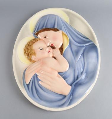 Carl Perl, großes Madonnenrelief, Modellnummer: 1331, Firma Keramos, Wien, ab ca. 1950 - Antiquitäten