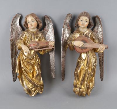 Paar musizierende Engel im Stil der Spätgotik, 20. Jh., - Antiquariato
