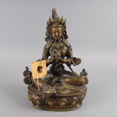 Bronzefigur der grünen Tara, 20. Jh., - Antiquitäten