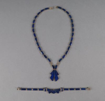 Collier und Armband aus 950-Silber mit Lapislazuli, um 1960 - Starožitnosti